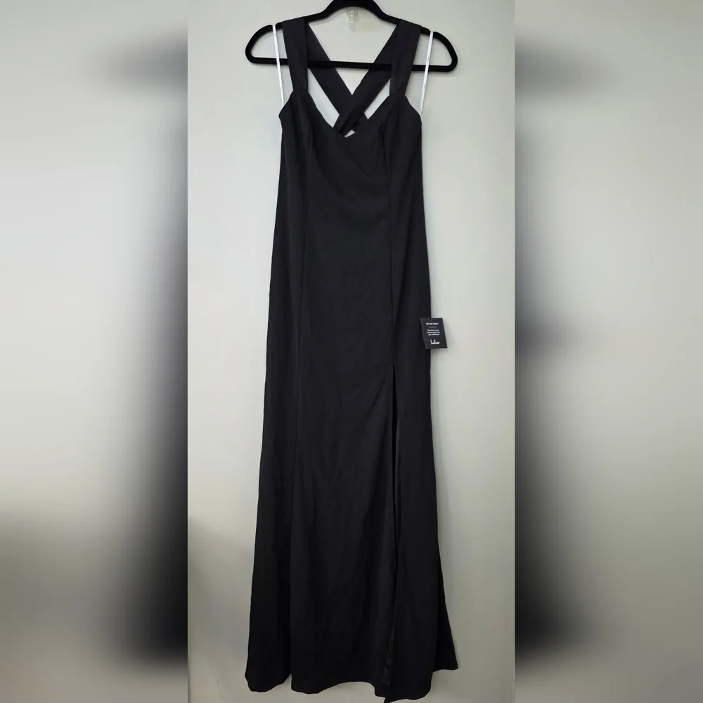 Lulus S Taline Black Strappy Mermaid Maxi Dress, Size Small